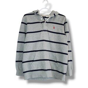 Polo Ralph Lauren Striped Hoodie Sweater Gray Size S